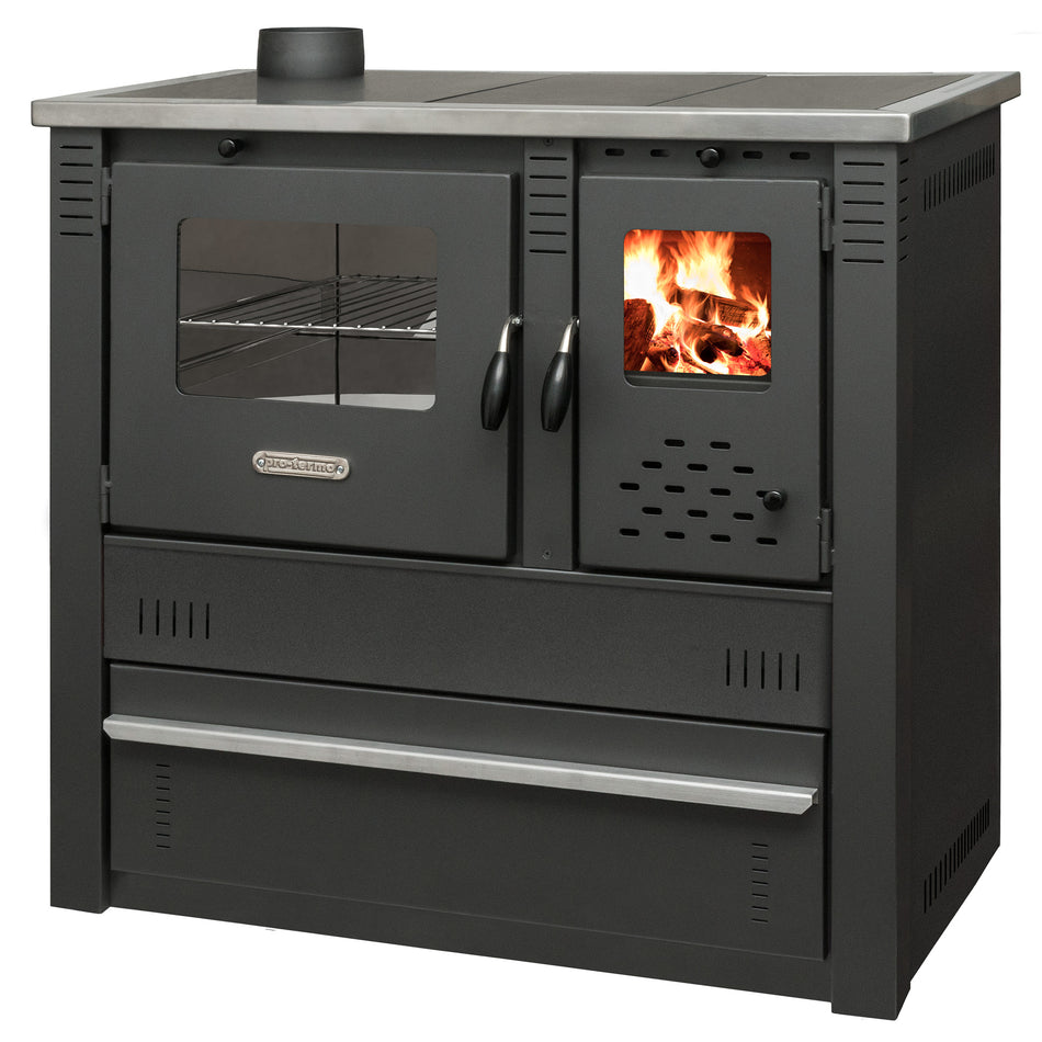 ProTermo Kaminofen Panonia Grau/Schwarz 10,54 kW Abzug links | Bauart 2