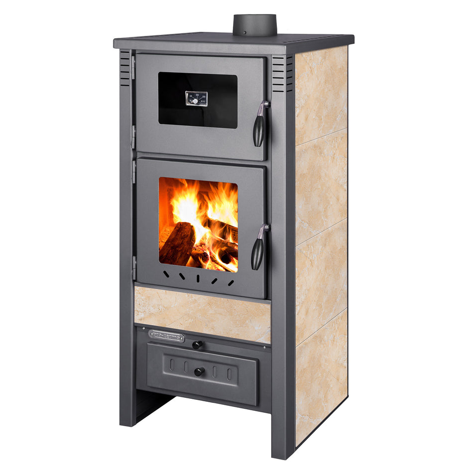 ProTermo Taurus Kaminofen mit Backfach Beige 12,05 kw | Bauart 1
