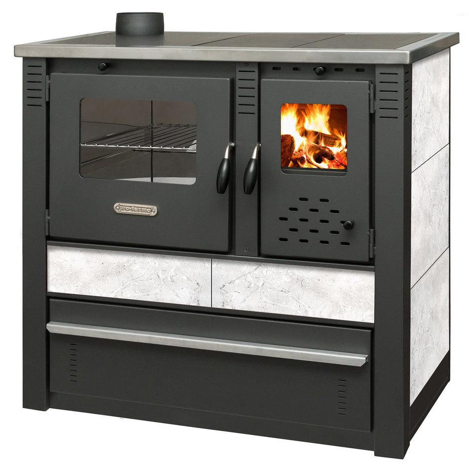 ProTermo Kaminofen Panonia Weiß 10,54 kW Abzug links | Bauart 2
